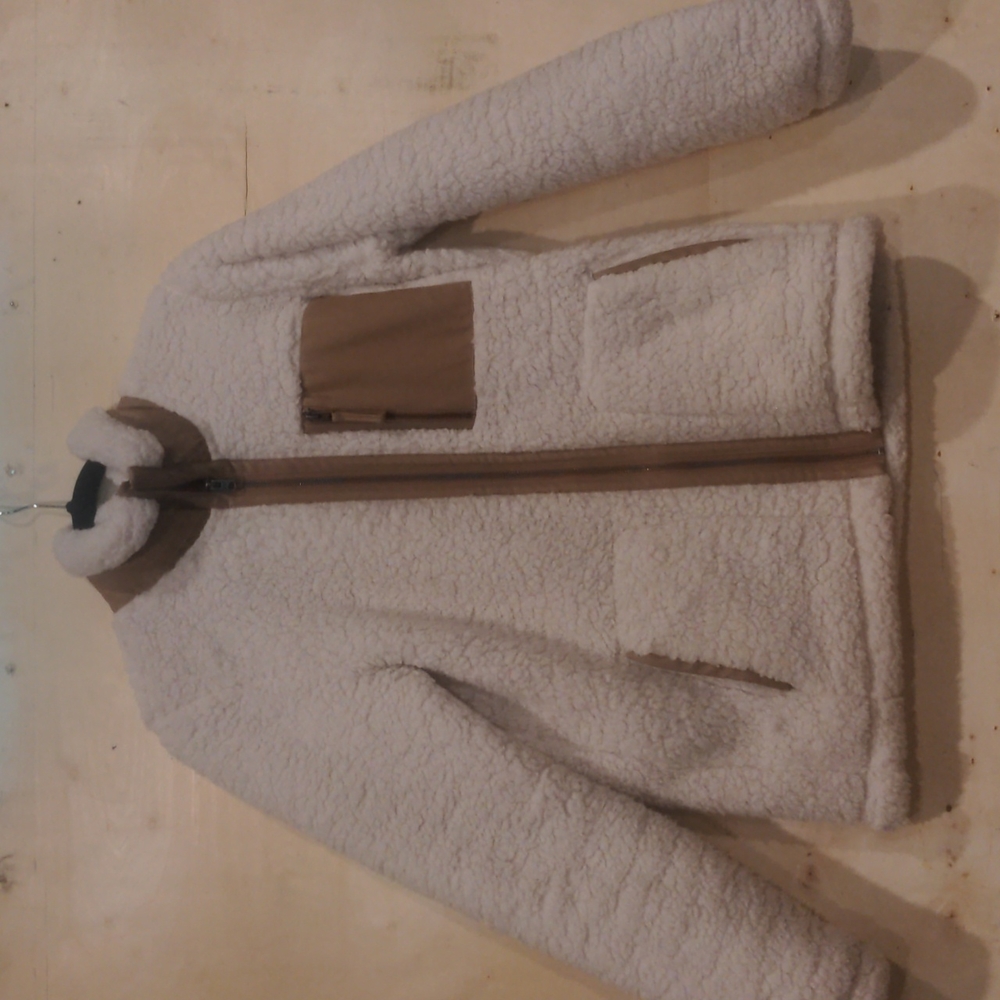 Abercrombie and Fitch Sherpa faux leather trim jacket